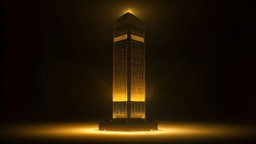 Dark render of a private AI server tower standing alone in a blue-lit room, nothing connecting it to the outside