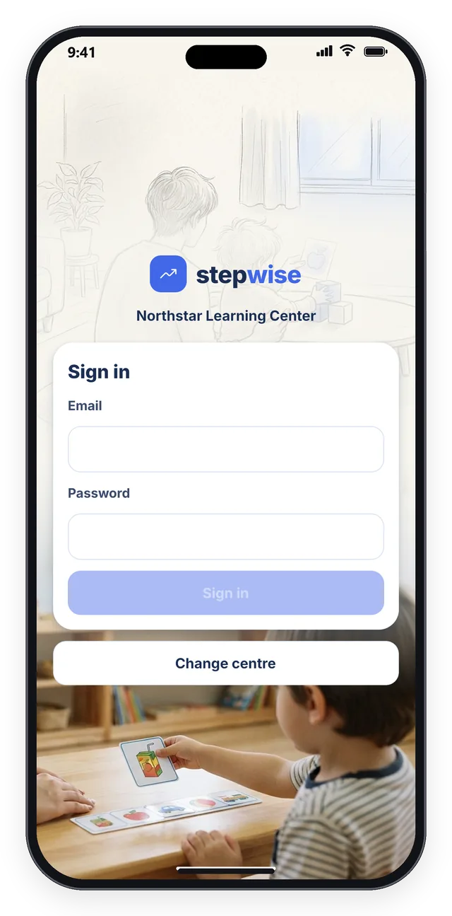 StepWise phone app: the sign-in screen