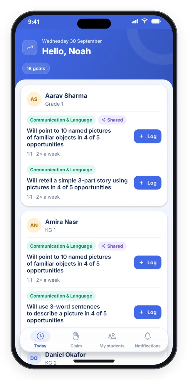 StepWise phone app: a therapist&rsquo;s Today screen