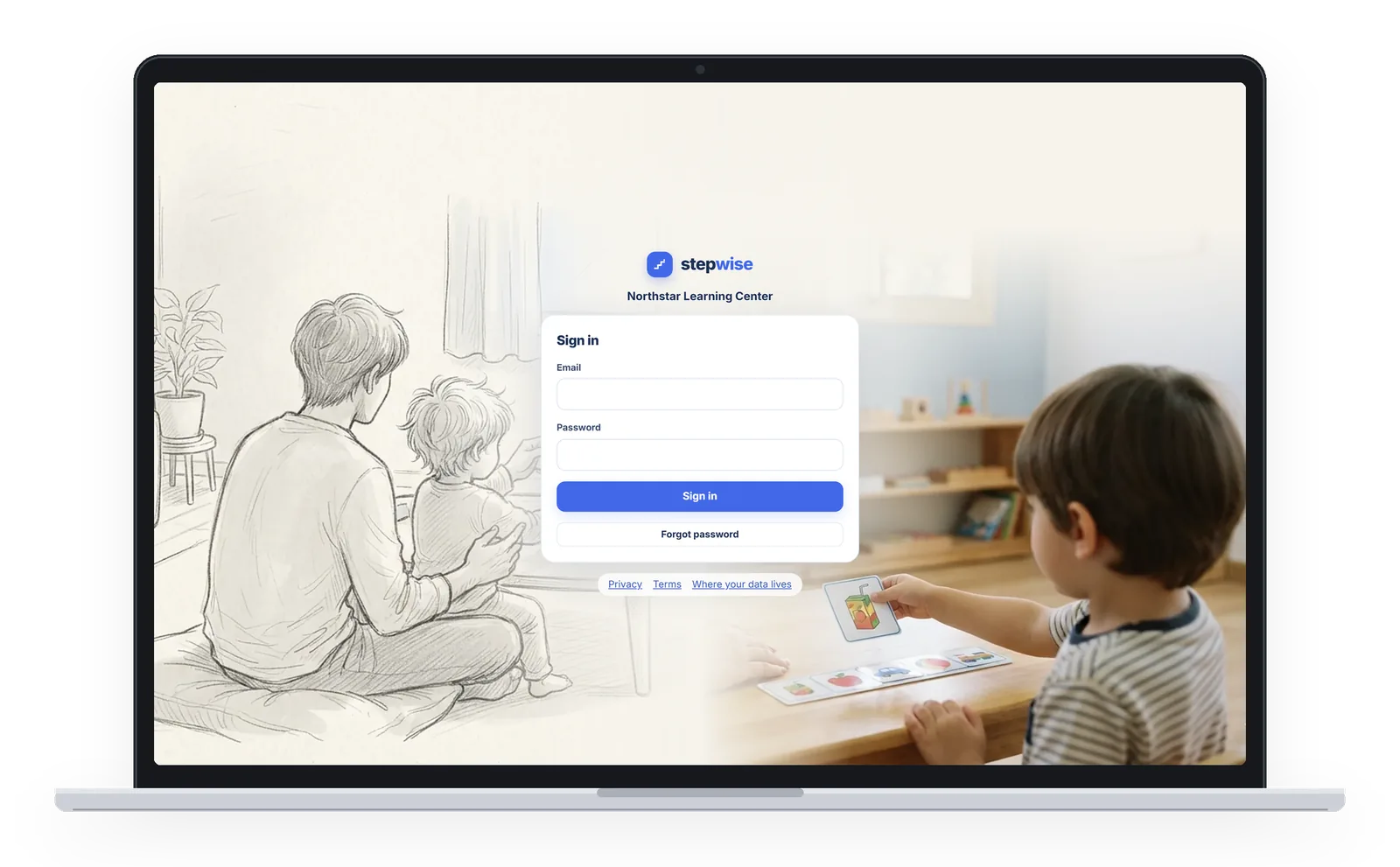 StepWise web app: the sign-in screen