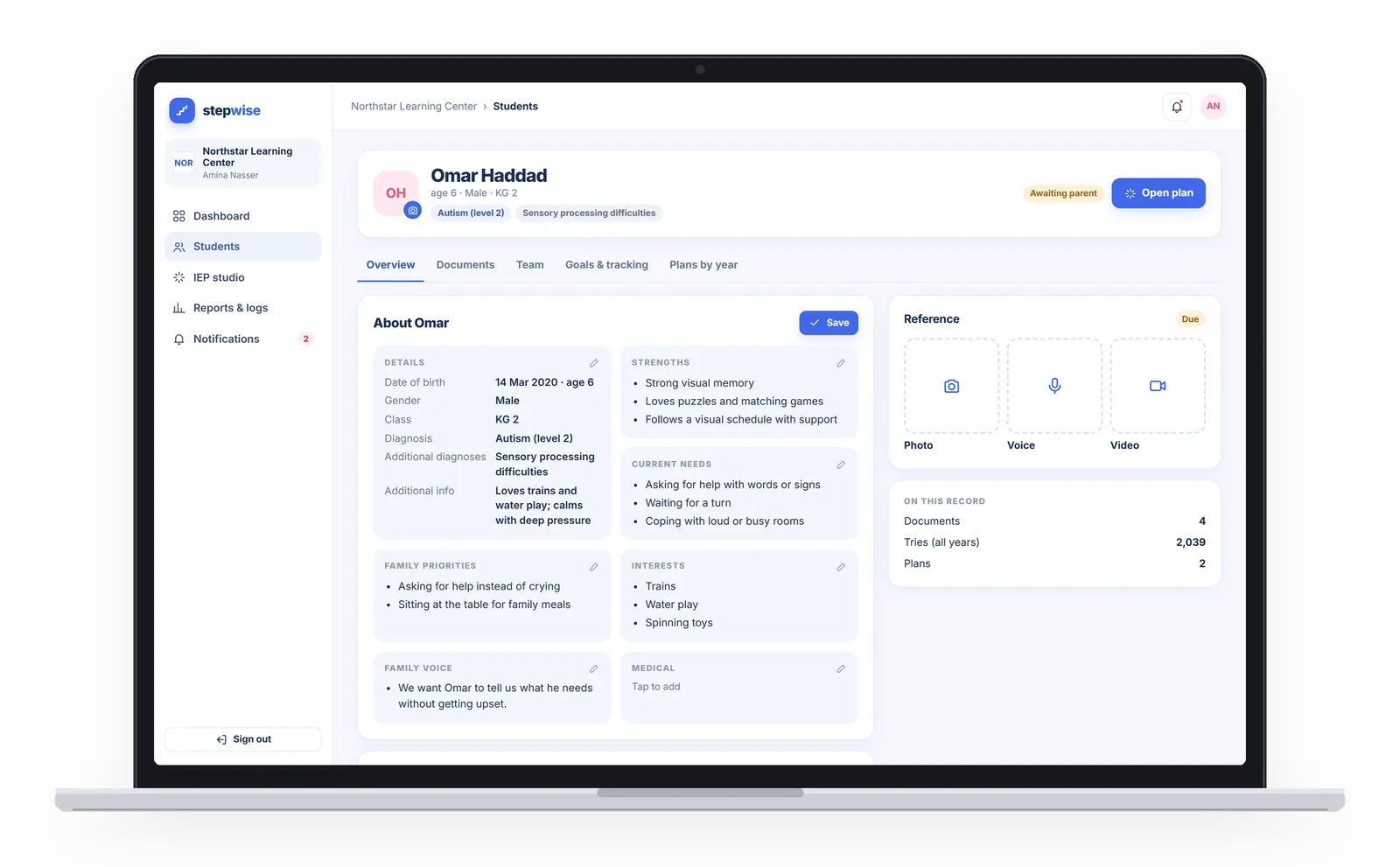 StepWise web app: a student&rsquo;s record